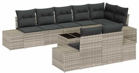 vidaXL Σετ Καναπέ Κήπου με μαξιλάρι 9 pcs Ανοιχτό γκρι Πολυ ράταν