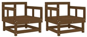 Καρέκλες Κήπου 2 τεμ. Μελί από Μασίφ Ξύλο Πεύκου - Καφέ
