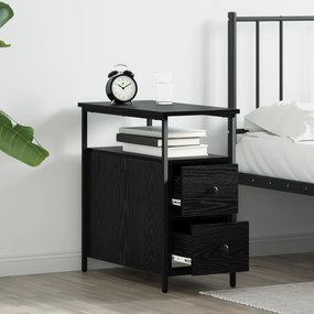 vidaXL Κομοδίνο με συρτάρι 2 pcs Μαύρη δρυς 30 x 60 x 60 εκ.