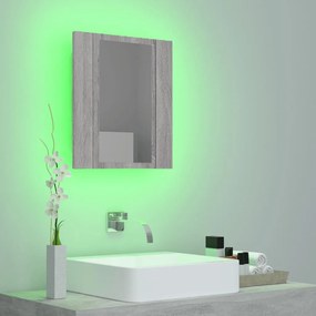 Έπιπλο Καθρέφτη Μπάνιου LED Γκρι Sonoma 40x12x45 εκ. Επεξ. Ξύλο - Γκρι