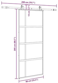 Συρόμενη πόρτα με σετ υλικού Μαύρο 90x205 cm γυαλί μετριασμένο - Μαύρο