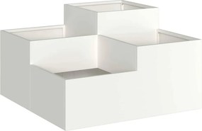 vidaXL Γλάστρα Κήπου Λευκό 100 x 100 x 48 εκ. Ατσάλι