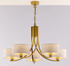 Κρεμαστό Πολύφωτο Arthur Φ75cm Χρυσό με Λευκό Ύφασμα
