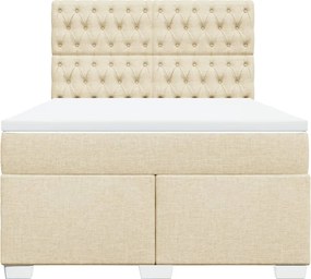 vidaXL Κρεβάτι Boxspring με Στρώμα Κρεμ 140x200 εκ. Υφασμάτινο
