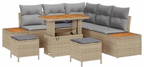 vidaXL Σετ Καναπέ Κήπου με μαξιλάρι 8 pcs Μπεζ Πολυ ράταν