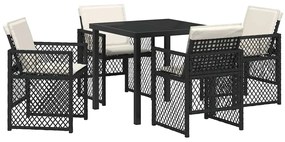 vidaXL Σέτ φαγητού για κήπο 5 pcs Μαύρο συνθετικό ρατάν