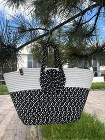 Stewehome Χειροποίητη τσάντα παραλίας από πλεκτή ψάθα με εμφάνιση γιούτας