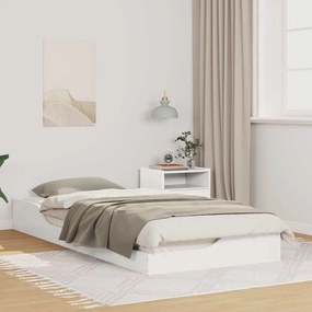 vidaXL Κρεβάτι δαπέδου Λευκό 90 x 210 cm Μασίφ ξύλο πεύκου