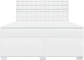 vidaXL Κρεβάτι Boxspring με Στρώμα Λευκό 180x200 εκ. Συνθετικό Δέρμα