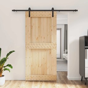 vidaXL Συρόμενη Πόρτα Φυσικό και Μαύρο 95 x 210 cm