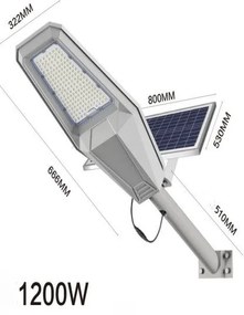 Ηλιακό Φωτιστικό Δρόμου 1200W με Τηλεχειριστήριο IP67 Jortan JT-ZJTZ-1200W