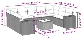 vidaXL Σετ Καναπέ Κήπου 10 τεμ. Μπεζ Συνθετικό Ρατάν με Μαξιλάρια