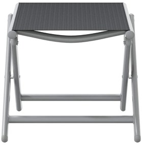 vidaXL Πτυσσόμενο Υποπόδιο Μαύρο και Ασημί από Textilene και Αλουμίνιο