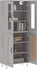 vidaXL Ντουλάπι Γκρι Sonoma 69,5 x 34 x 180 εκ. Επεξεργασμένο Ξύλο
