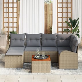 vidaXL Σετ καναπέ κήπου 7 pcs Beige, ανοιχτό γκρι Μεσαίο