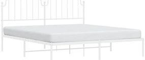 vidaXL Πλαίσιο Κρεβατιού με Κεφαλάρι Λευκό 183 x 213 εκ. Μεταλλικό