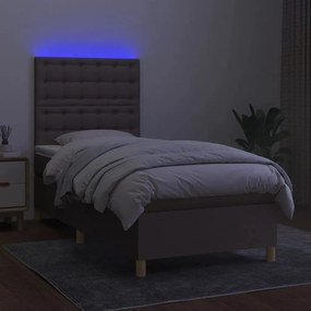 vidaXL Κρεβάτι Boxspring με Στρώμα &amp; LED Taupe 80x200 εκ. Υφασμάτινο