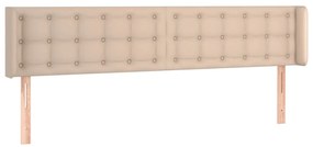 vidaXL Κεφαλάρι Κρεβατιού LED Καπουτσίνο 203x16x78/88εκ. Συνθετ. Δέρμα