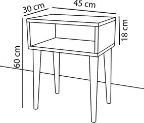 Κομοδίνο Hank λευκό-καρυδί 45x30x60εκ 45x30x60 εκ.