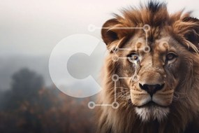 Intra Συλλεκτικό Ξύλινο Παζλ Plywood  4mm - Majestic Lion που στέκεται σε εξωτερικούς χώρους Σε Ξύλινο Κουτί - Διαστάσεις: 10x10 cm – 25 κομμάτια