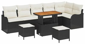 vidaXL Σετ Καναπέ Κήπου Ρυθμιζόμενο ύψος 9 pcs Μαύρο συνθετικό ρατάν