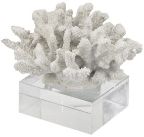 Artekko Artekko Coral Διακοσμητικό Κοράλλι σε Βάση Ρητίνη Γυαλί Λευκό (21.09x19.05x16)cm 70303