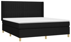 vidaXL Κρεβάτι Boxspring με Στρώμα &amp; LED Μαύρο 160x200 εκ. Υφασμάτινο
