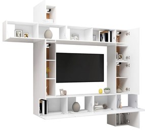 vidaXL Έπιπλα Τηλεόρασης Σετ 9 Τεμαχίων Λευκό από Επεξ. Ξύλο