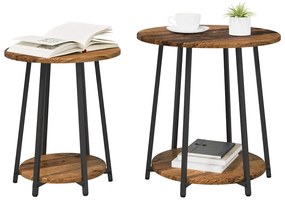 vidaXL Σετ βοηθητικά τραπεζάκια με ράφι 2 pcs Παλιό ξύλο και Μαύρο