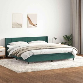 Κρεβάτι Boxspring με Στρώμα Σκούρο Πράσινο 200x210εκ. Βελούδινο - Πράσινο