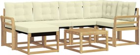 vidaXL Σειρά Καναπέ Εξωτερικού με μαξιλάρι 7 pcs Λευκό και Κρεμ