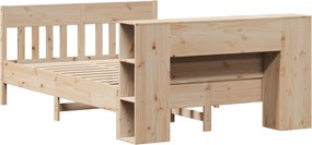 vidaXL Κρεβάτι Βιβλιοθήκη Χωρίς Στρώμα 140x200 εκ Μασίφ Ξύλο Πεύκο