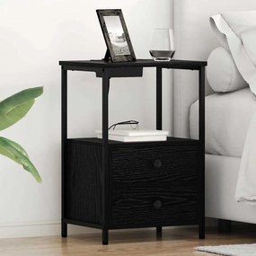 vidaXL Κομοδίνο 2 τεμ. Μαύρη Οξυά 40 x 31 x 60 εκ. Επεξεργασμένο Ξύλο