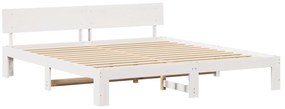 vidaXL Σκελετός Κρεβατιού με Κεφαλάρι Λευκό 180x200 εκ Μασίφ Ξύλο Πεύκου