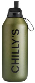 Μπουκάλι Θερμός Series 2 Cargo Chilly's με πτυσσόμενο καλαμάκι, χωρητικότητα 500ml και διατήρηση θερμοκρασίας 12h ζεστό / 24h κρύο - Moss