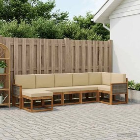 vidaXL Σειρά Καναπέ Εξωτερικού 7 pcs Φυσικό και Μπεζ Πολυεστέρας