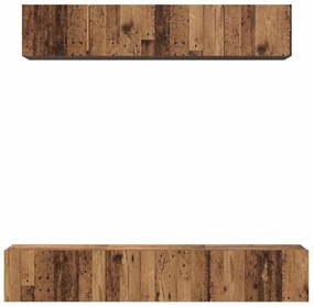 vidaXL Σετ επίπλου τηλεόρασης 5 pcs Παλαιό ξύλο 100 x 30 x 30 cm