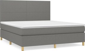vidaXL Κρεβάτι Boxspring με Στρώμα Σκούρο Γκρι 160x200 εκ Υφασμάτινο