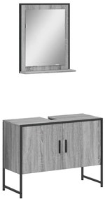 vidaXL Σετ Επίπλων Μπάνιου 2 Τεμαχίων Γκρι Sonoma Επεξεργασμένο Ξύλο