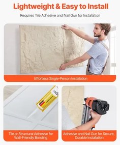 VEVOR 3D Wall Panels 4 Pack 48x24'' PU Stone-Look 32 Sq.Ft Coverage Stone Yellow