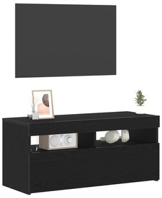 vidaXL Τηλεόραση Κάμπινγκ με LED Φώτα, Μαύρο Δρυς, 90x35x40 εκ, Επεξεργασμένο Ξύλο
