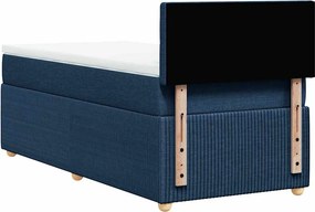 vidaXL Κρεβάτι Boxspring με Στρώμα Μπλε 90x200 εκ.Υφασμάτινο