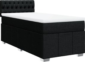 vidaXL Κρεβάτι Boxspring με Στρώμα Μαύρο 90x200 εκ. Υφασμάτινο