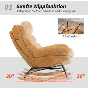 HOMCOM Γεμιστη πολυθρόνα με ατσάλινα πόδια και ξύλινες βάσεις, Κίτρινο