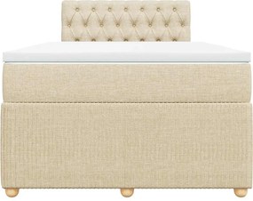 vidaXL Κρεβάτι Boxspring με Στρώμα Κρεμ 120x200 εκ. Υφασμάτινο