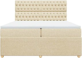 vidaXL Κρεβάτι Boxspring με Στρώμα Κρεμ 200x200 εκ. Υφασμάτινο