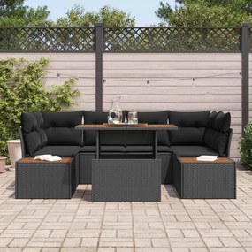 vidaXL Σετ Καναπέ Κήπου με αποθήκευση 7 pcs Μαύρο Πολυ ράταν