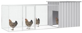 vidaXL Κοτέτσι - Κλουβί Γκρι 300x91x100 εκ. από Γαλβανισμένο Χάλυβα