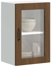 vidaXL Ντουλάπι τοίχου κουζίνας με γυάλινη πόρτα Porto Καφέ δρυς