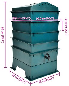 vidaXL Κομποστοποιητής για Γεωσκώληκες με 4 Δίσκους 42 x 42 x 60 εκ.